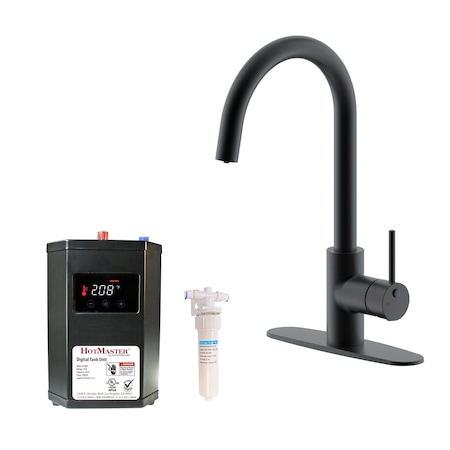 Westbrass HotMaster 3 in 1 High Arch Single Handle Kitchen Faucet Appliance W/ Single Stage Carbon Filter & Di KH31BK-62